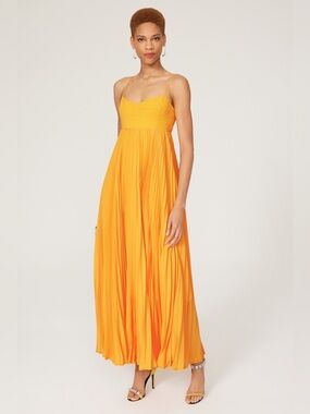 Sunrise Pleated Maxi Dress in Orange